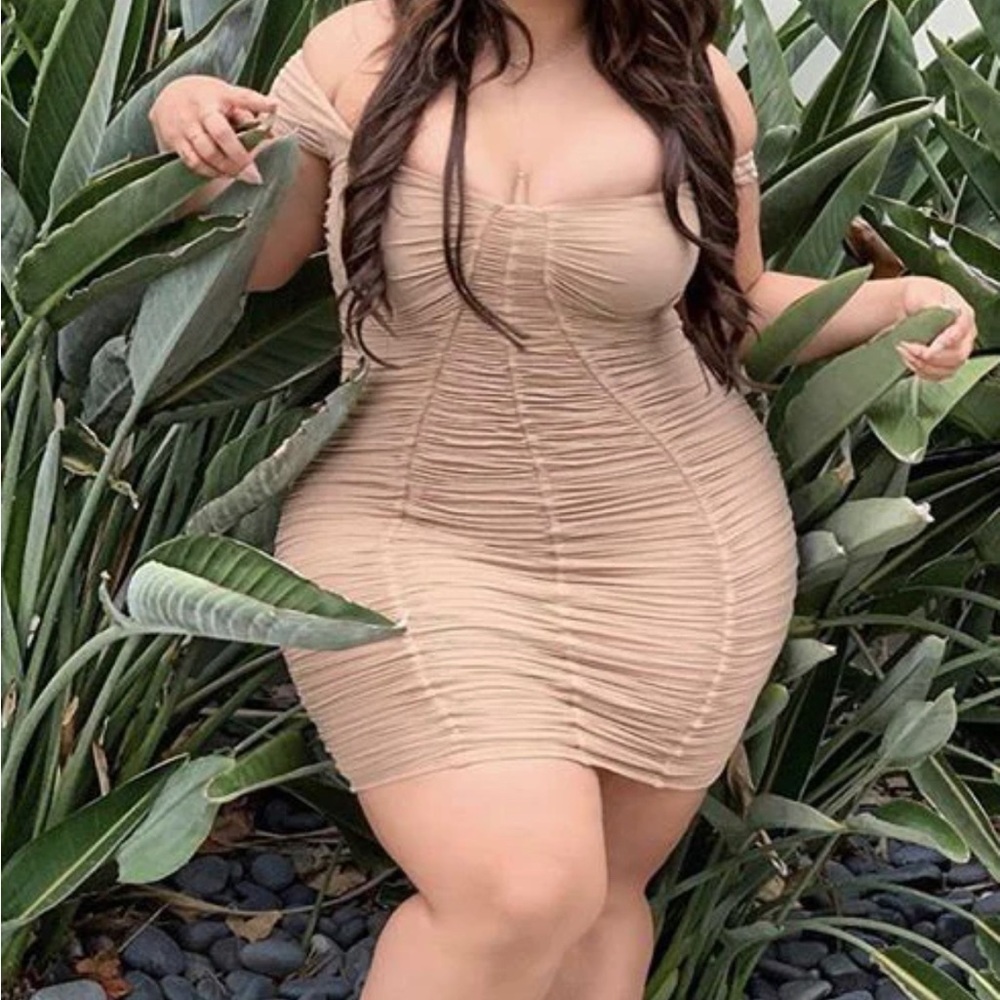 Simply Ageless Ruched MIDI dress-Nude